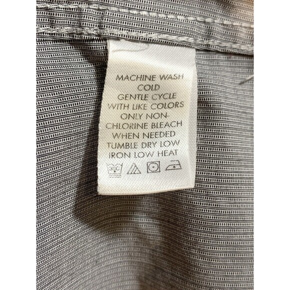 Slim Fit L Calvin Klein Geometric Pattern Gray 96% Cotton 4% Lastol Pocket Shirt - Picture 14 of 16